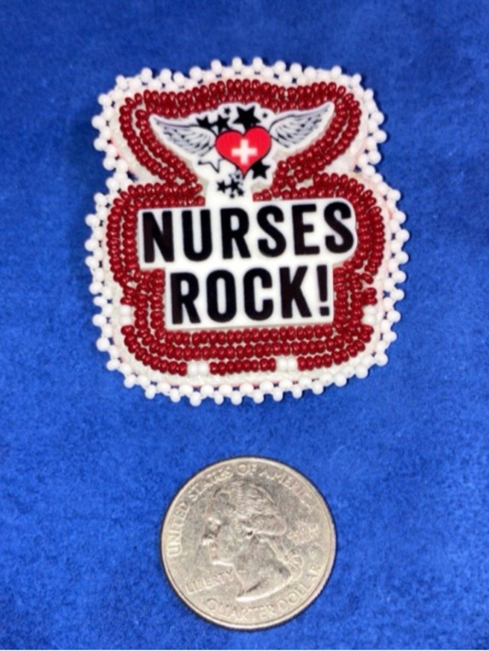 Nurses Appreciation Beaded Brooch, Artisan Crafted